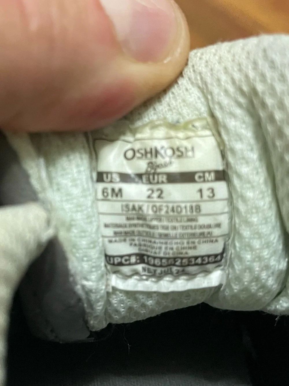 OshKosh B'gosh Brown & Gray Kids Sneakers with Hook-and-Loop Strap Size 6